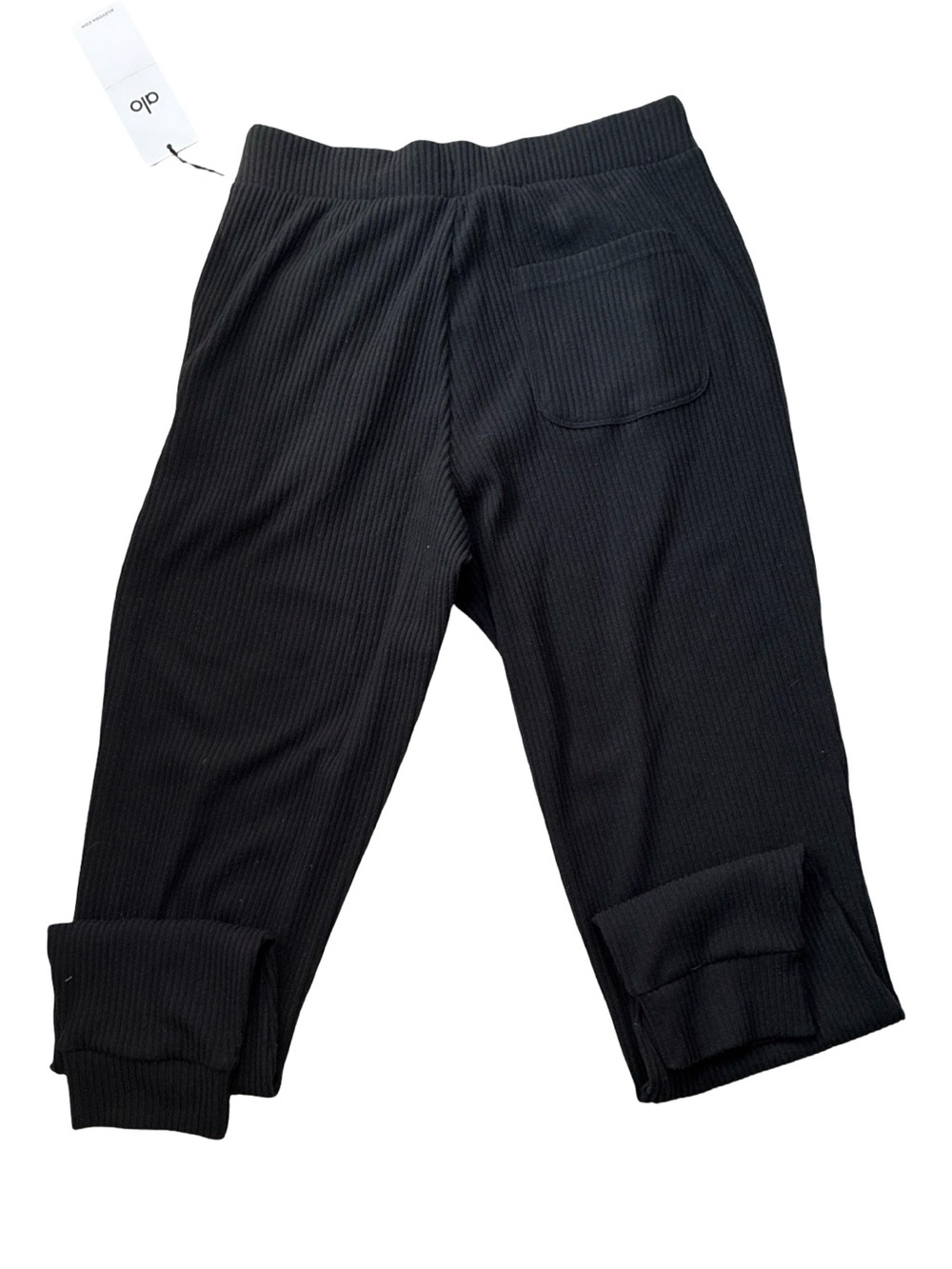 NWT Alo Muse Wide Ribbed Knit Jogger Sweatpants Black Size Medium - Picture 3 of 6